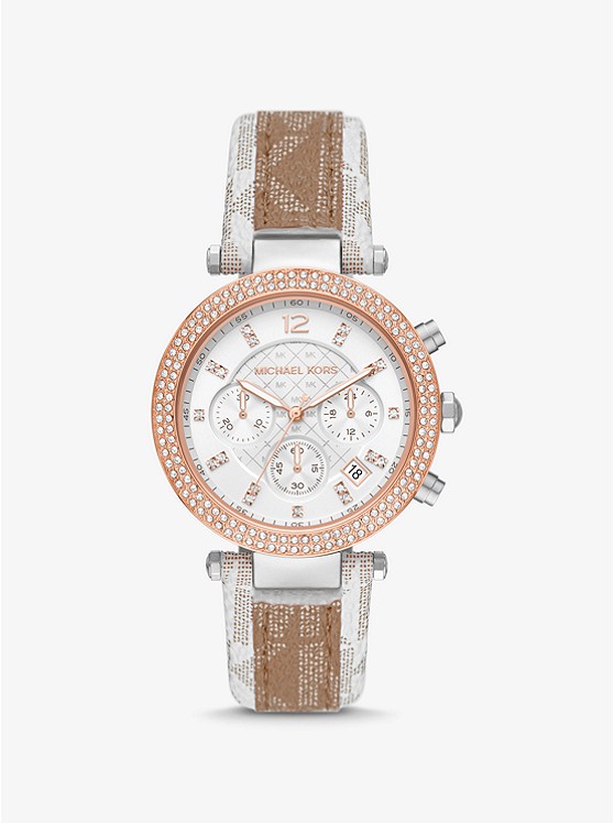 MK MK6950 Parker Pavé Two-Tone and Logo Watch SAND