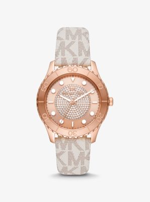 MK6980 - Oversized Runway Dive Pavé Rose Gold-Tone and Logo Watch VANILLA