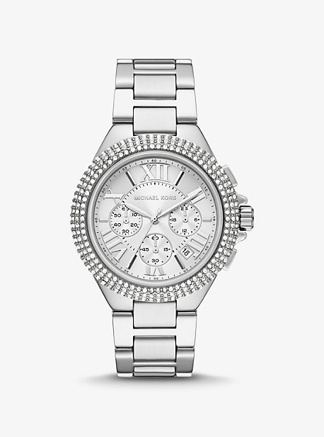 MK6993 - Oversized Camille Pavé Silver-Tone Watch SILVER