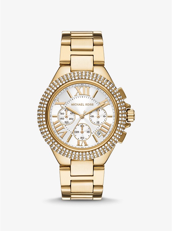 MK MK6994 Oversized Camille Pavé Gold-Tone Watch GOLD