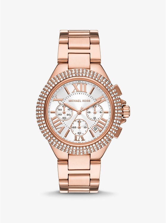 MK MK6995 Oversized Camille Pavé Rose Gold-Tone Watch ROSE GOLD