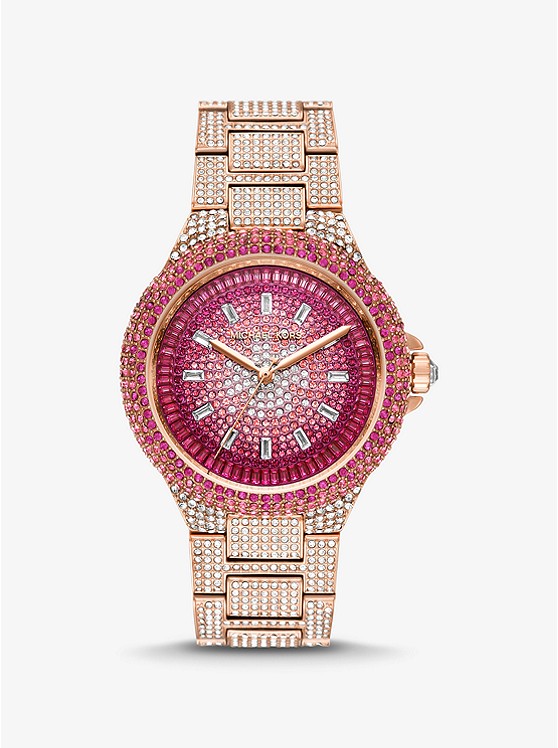 MK MK7232 Limited-Edition Oversized Camille Ombré Pavé Rose Gold-Tone Watch ROSE GOLD