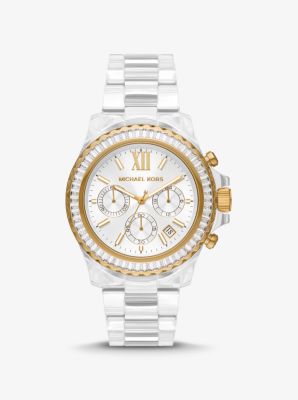 MK7238 - Oversized Everest Pavé Gold-Tone and Bio-Based Plastic Watch CLEAR