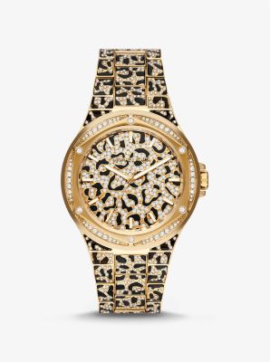 MK7284 - Oversized Lennox Animal Pavé Gold-Tone Watch GOLD