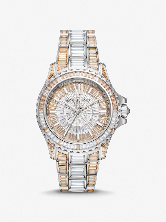 MK MK7287 Limited-Edition Oversized Everest Two-Tone Pavé Silver-Tone Watch TWO TONE