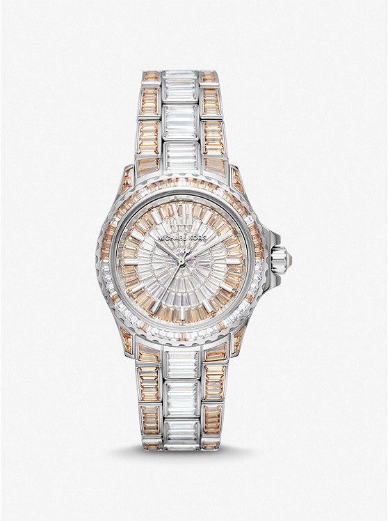 MK MK7288 Limited-Edition Mini Everest Two-Tone Pavé Silver-Tone Watch TWO TONE