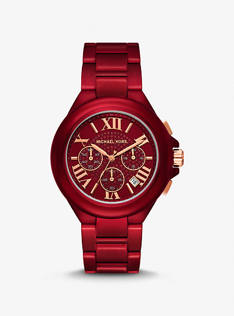 MK7304 - Oversized Camille Red-Tone Stainless Steel Watch RED