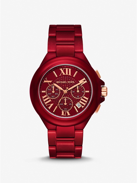 MK MK7304 Oversized Camille Red-Tone Stainless Steel Watch RED