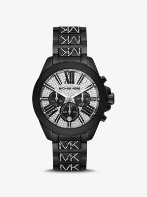 MK7306 - Oversized Wren Pavé Logo Black-Tone Watch BLACK