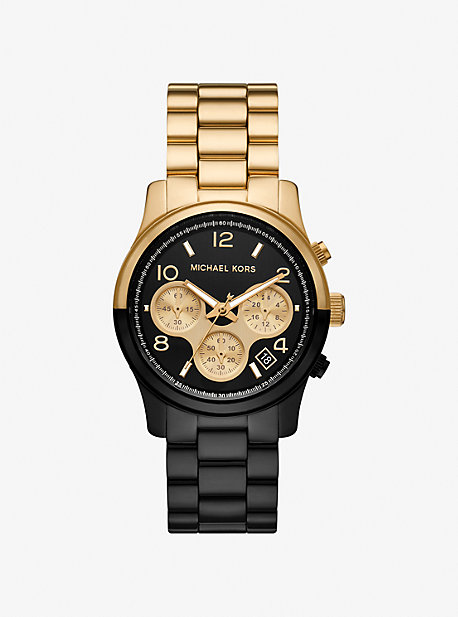 MK7328 - Slim Runway Two-Tone Watch BLACK/GOLD
