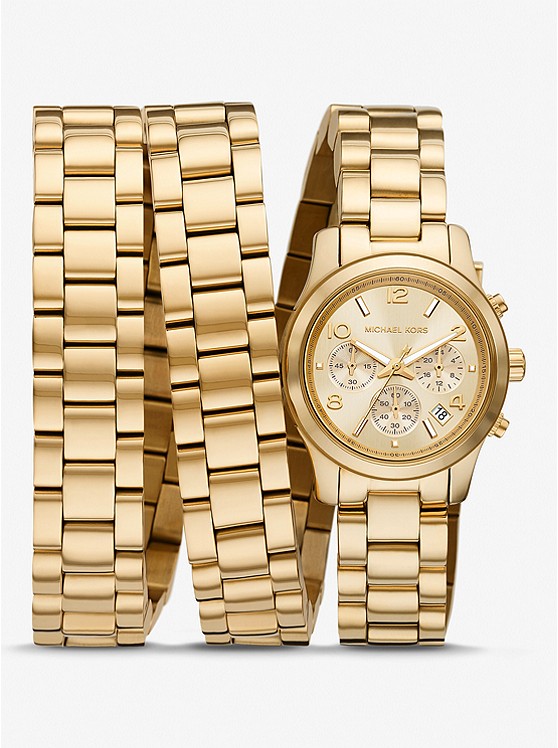 MK MK7342 Limited-Edition Runway 18K Gold-Plated Stainless Steel Wrap Watch GOLD