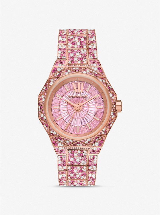 MK MK7343 Limited-Edition Oversized Raquel Pavé Rose Gold-Tone Watch ROSE GOLD