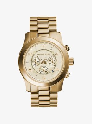 MK8077 - Oversized Runway Gold-Tone Stainless Steel Watch GOLD