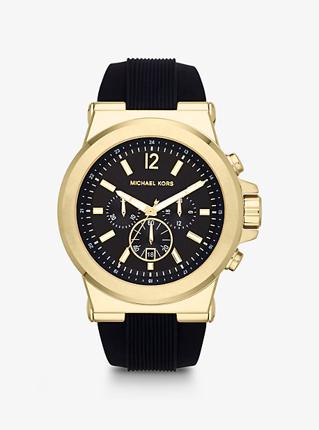 MK8325 - Oversized Dylan Gold-Tone and Silicone Watch BLACK