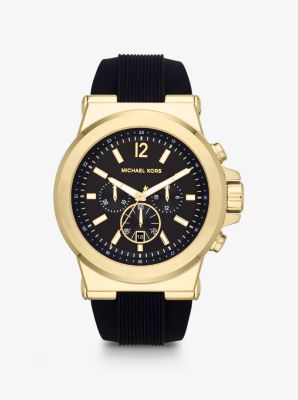 MK8325 - Oversized Dylan Gold-Tone and Silicone Watch BLACK