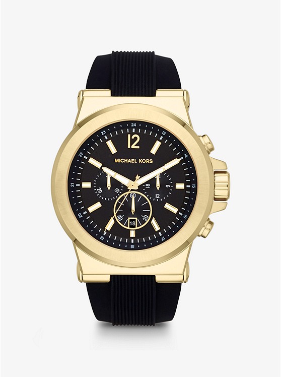 MK MK8325 Oversized Dylan Gold-Tone and Silicone Watch BLACK