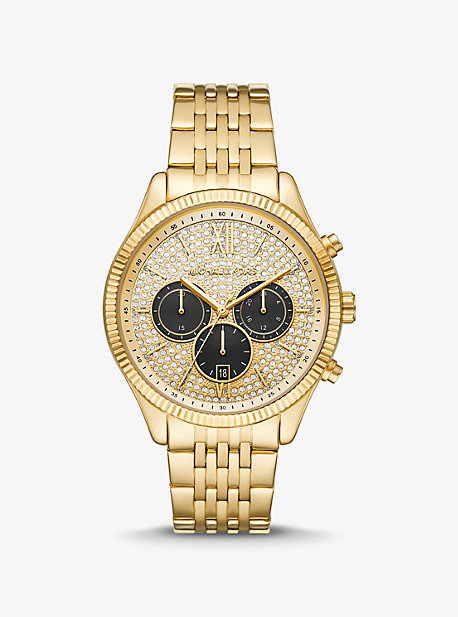 MK8743 - Oversized Benning Pavé Gold-Tone Watch GOLD