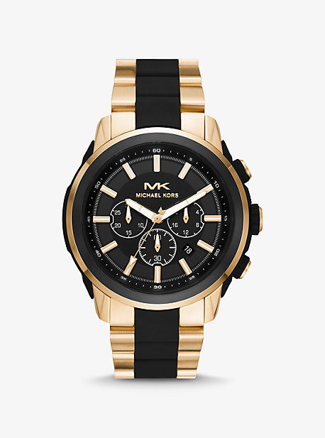 MK8890 - Oversized Kyle Gold-Tone and Silicone Watch GOLD