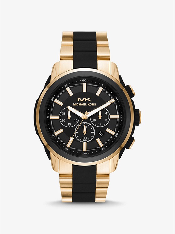 MK MK8890 Oversized Kyle Gold-Tone and Silicone Watch GOLD