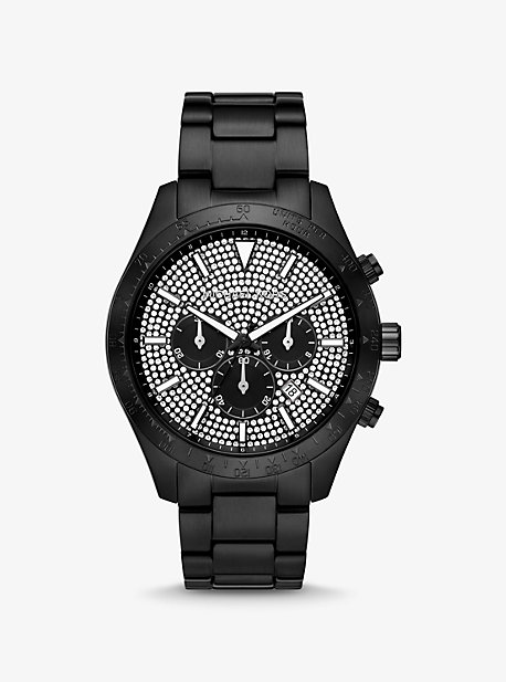 MK8899 - Oversized Layton Pavé Black-Tone Watch BLACK