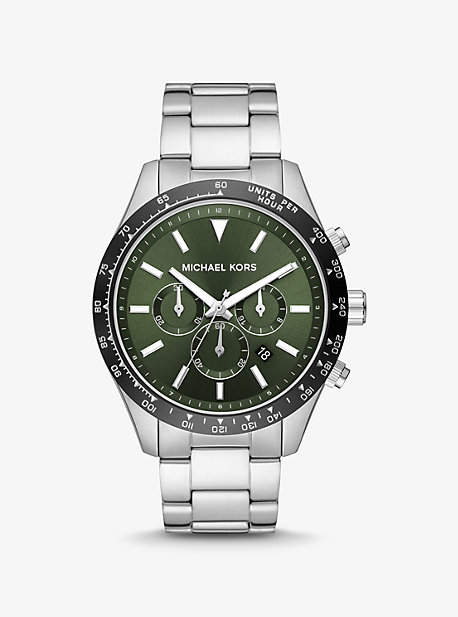 MK8912 - Oversized Layton Silver-Tone Watch OLIVE