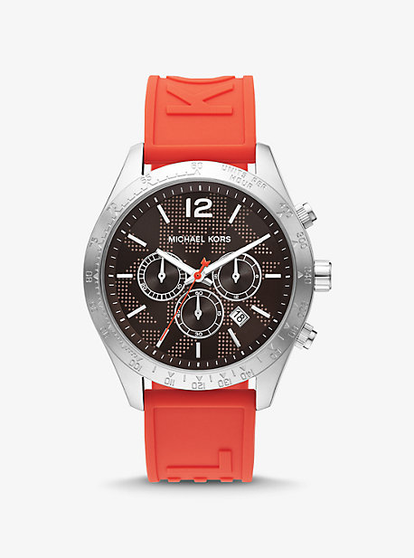 MK8915 - Oversized Layton Silver-Tone and Silicone Watch SILVER