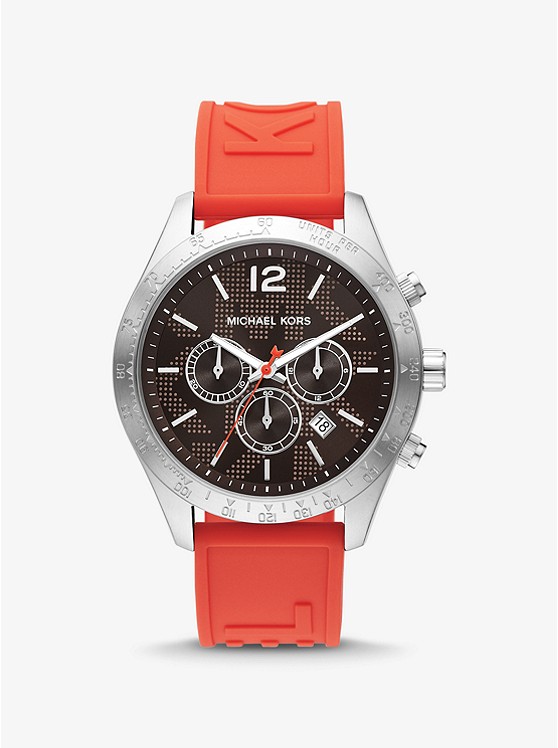 MK MK8915 Oversized Layton Silver-Tone and Silicone Watch SILVER
