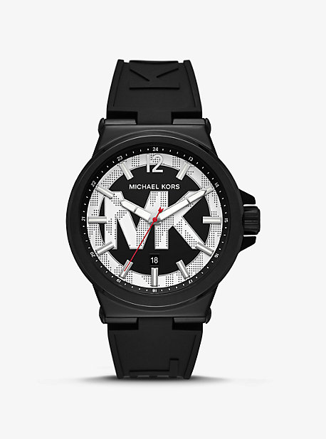 MK8925 - Oversized Dylan Black-Tone and Silicone Watch BLACK