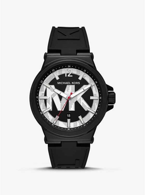 MK MK8925 Oversized Dylan Black-Tone and Silicone Watch BLACK