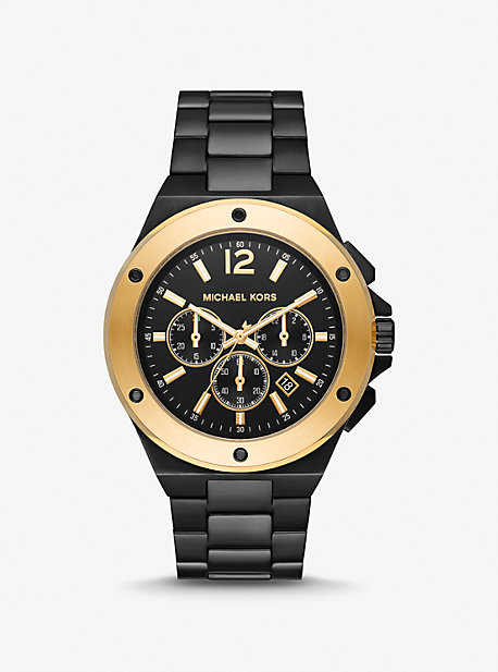 MK8941 - Oversized Lennox Two-Tone Watch BLACK