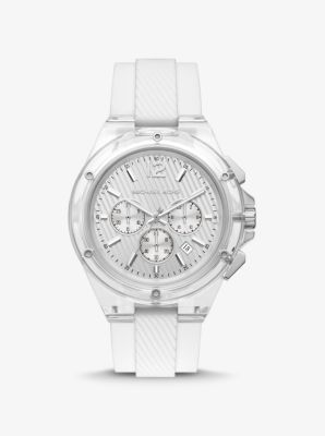 MK8957 - Oversized Lennox Silicone Watch WHITE