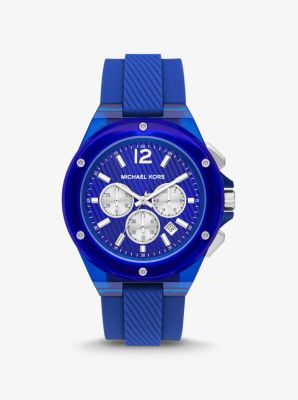 MK8958 - Oversized Lennox Blue-Tone Silicone Watch BLUE
