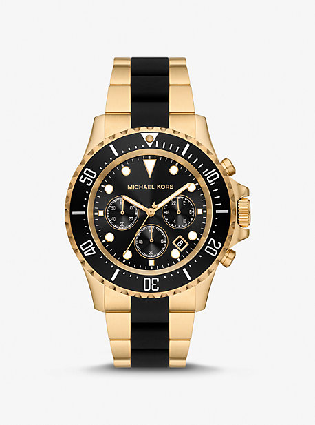 MK8979 - Oversized Everest Gold-Tone and Silicone Watch GOLD