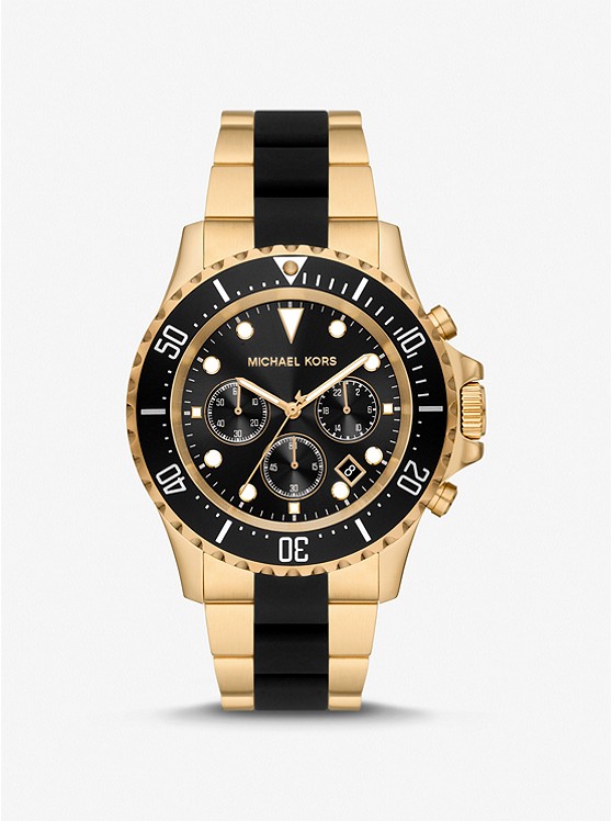 MK MK8979 Oversized Everest Gold-Tone and Silicone Watch GOLD