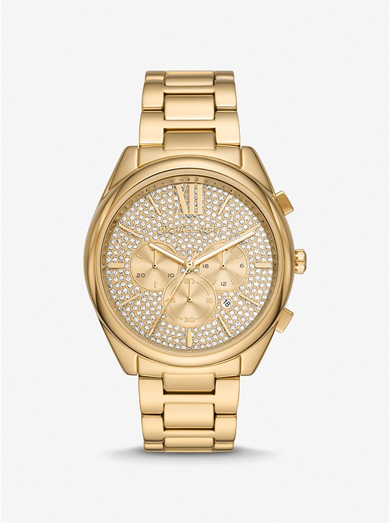 MK MK8995 Oversized Janelle Pavé Gold-Tone Watch GOLD