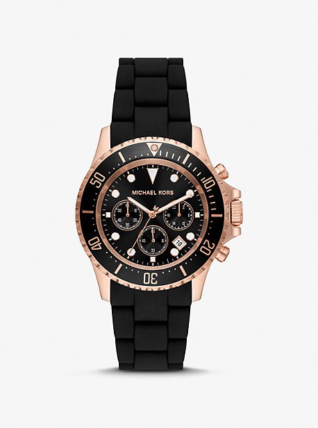 MK9055 - Oversized Everest Rose Gold-Tone and Silicone Watch ROSE GOLD