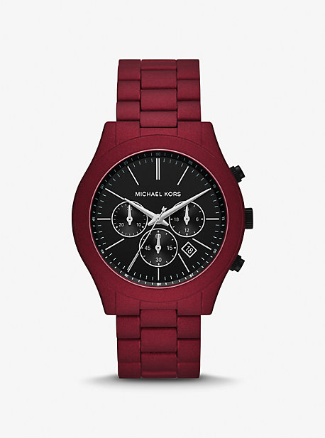 MK9061 - Oversized Slim Runway Red-Tone Watch RED