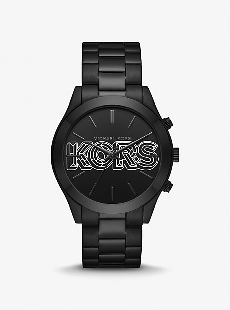 MK9062 - Oversized Slim Runway Black-Tone Watch BLACK