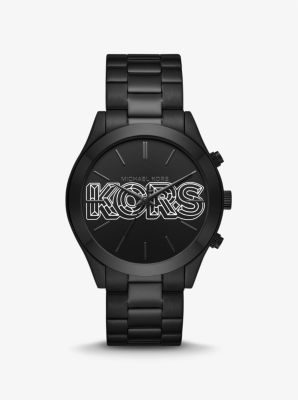 MK9062 - Oversized Slim Runway Black-Tone Watch BLACK