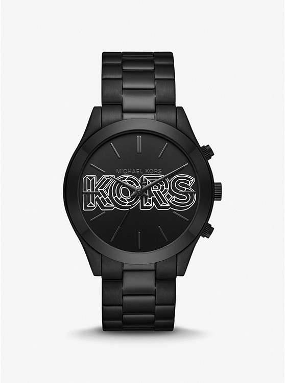 MK MK9062 Oversized Slim Runway Black-Tone Watch BLACK