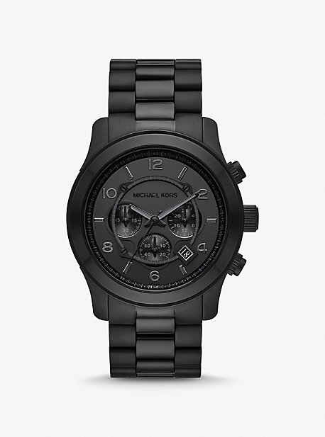 MK9073 - Oversized Slim Runway Black-Tone Watch BLACK