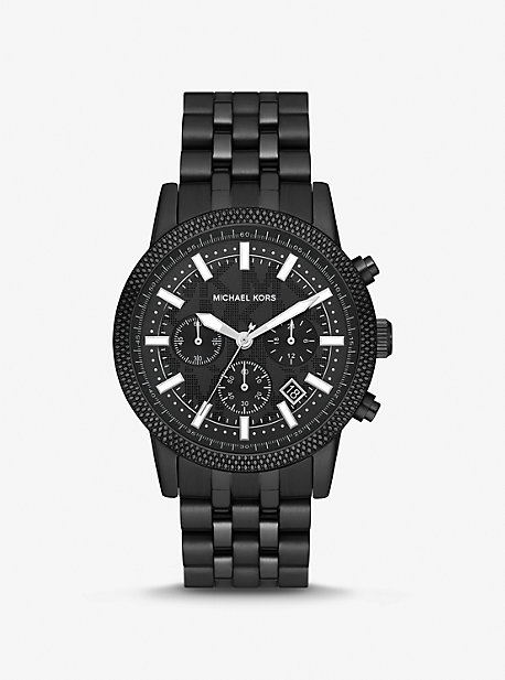 MK9089 - Oversized Hutton Black-Tone Watch BLACK