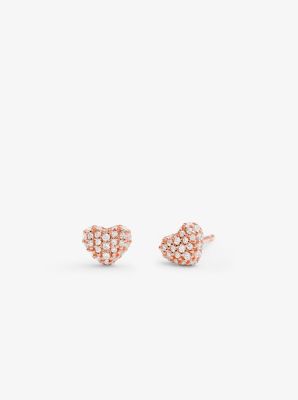 MKC1119AN - Precious Metal-Plated Sterling Silver Pavé Heart Studs  ROSE GOLD