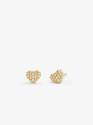 MKC1119AN - Precious Metal-Plated Sterling Silver Pavé Heart Studs  GOLD