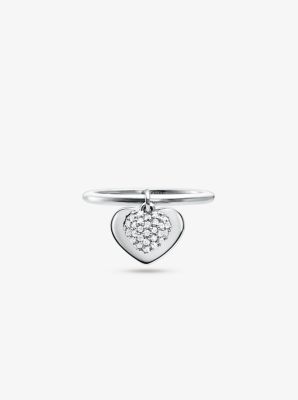 MKC1121AN - Precious Metal-Plated Sterling Silver Pavé Heart Ring SILVER