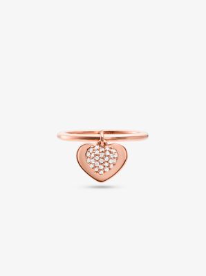 MKC1121AN - Precious Metal-Plated Sterling Silver Pavé Heart Ring ROSE GOLD