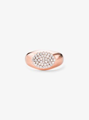 MKC1204AN - Precious Metal-Plated Sterling Silver Pavé Signet Ring ROSE GOLD