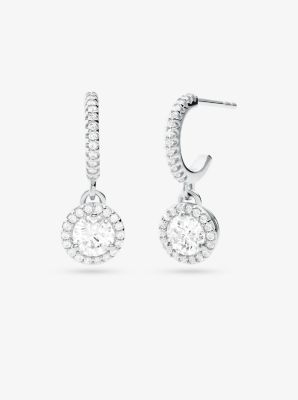 MKC1343AN - Precious Metal-Plated Sterling Silver Pavé Halo Drop Earrings  SILVER