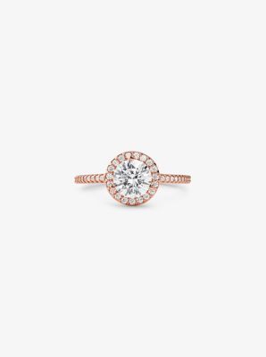 MKC1347AN - Precious Metal-Plated Sterling Silver Pavé Oversized Halo Ring ROSE GOLD