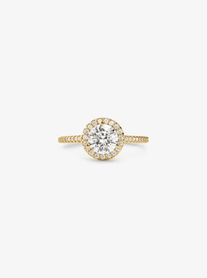 MKC1347AN - Precious Metal-Plated Sterling Silver Pavé Oversized Halo Ring GOLD